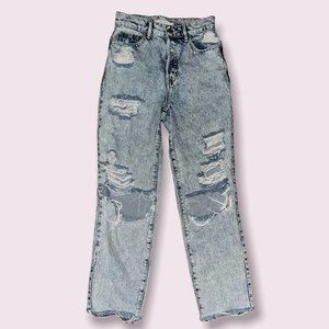 Pacsun High Rise Straight Jeans Distressed Boyfriend Relaxed Boho Womens Size 24